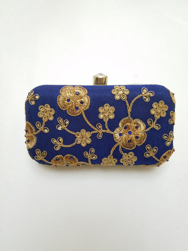 Royal Blue and Gold Evening Clutch